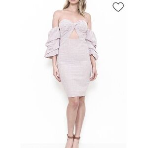 NWT L’ATISTE Striped Off the Shoulder Dress